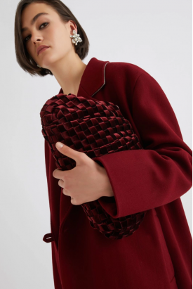 CLUTCH EM VELUDO BORDEAUX