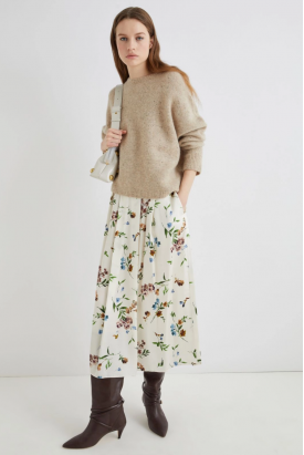 SAIA MIDI DE CETIM ESTAMPADA