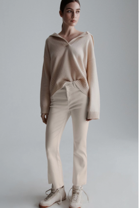 CALÇAS JEANS FLARE CREME