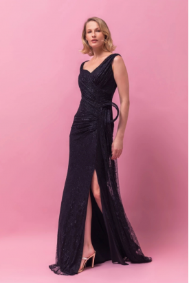 VESTIDO LONGO PRETO RENDA