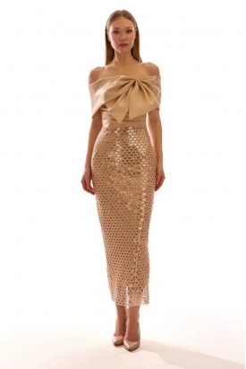 VESTIDO MIDI DOURADO