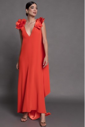 VESTIDO LONGO CORAL